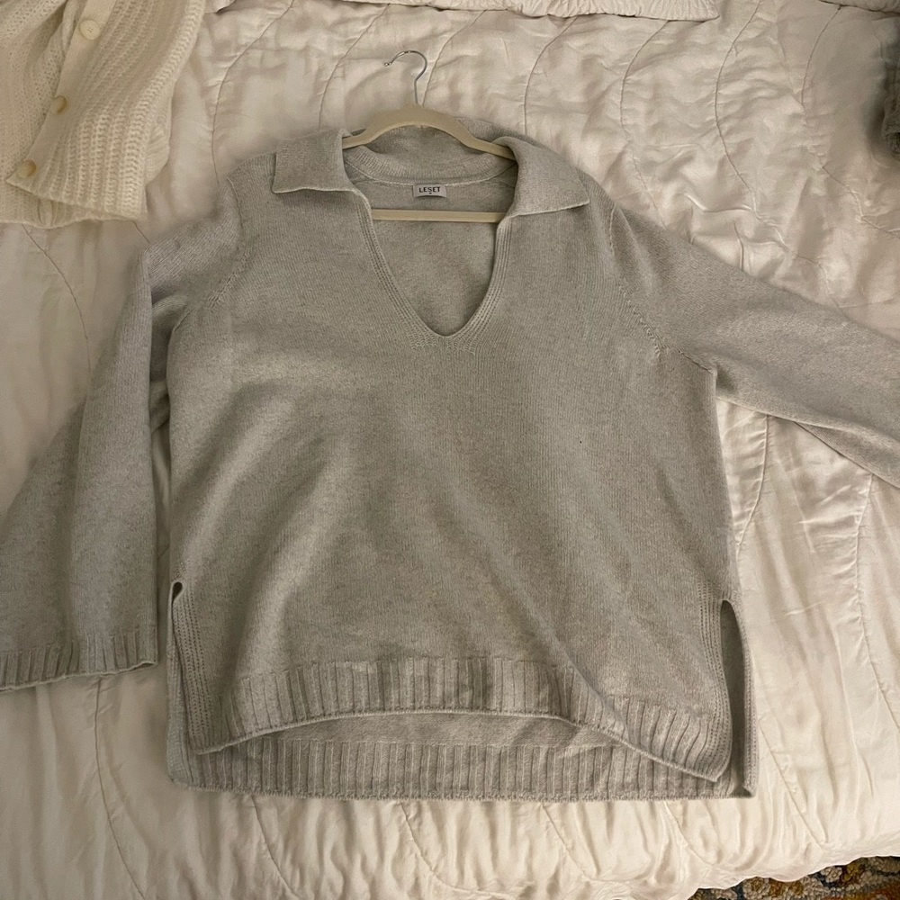 BNWOT LeSet Lambswool & Cashmere Polo Sweater